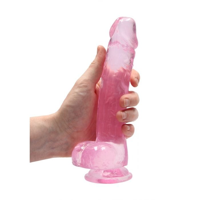 Real Rock Crystal Clear 8" Realistic Dildo With Balls (Pink) Real Rock - For Me To Love
