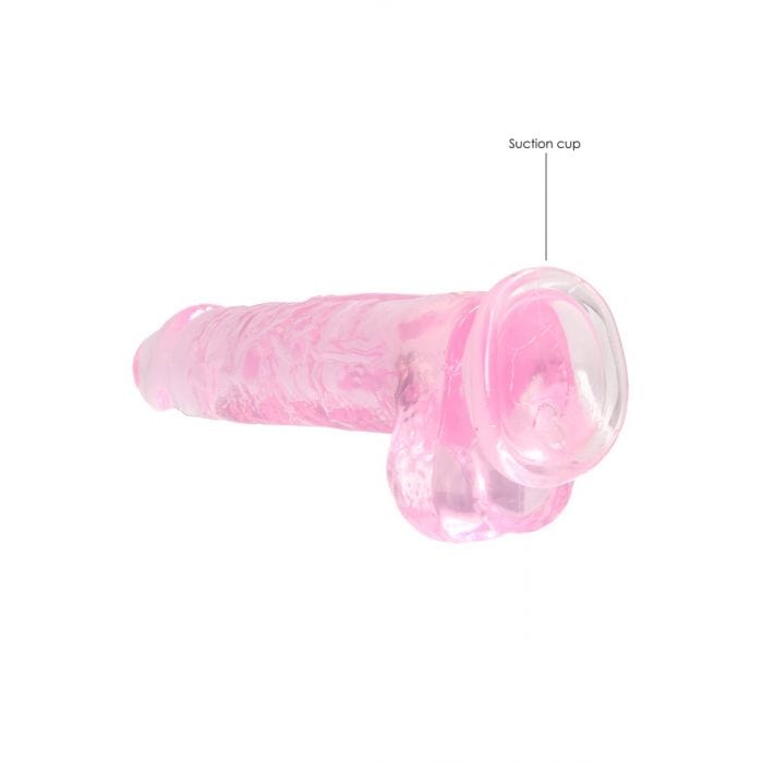 Real Rock Crystal Clear 8" Realistic Dildo With Balls (Pink) Real Rock - For Me To Love