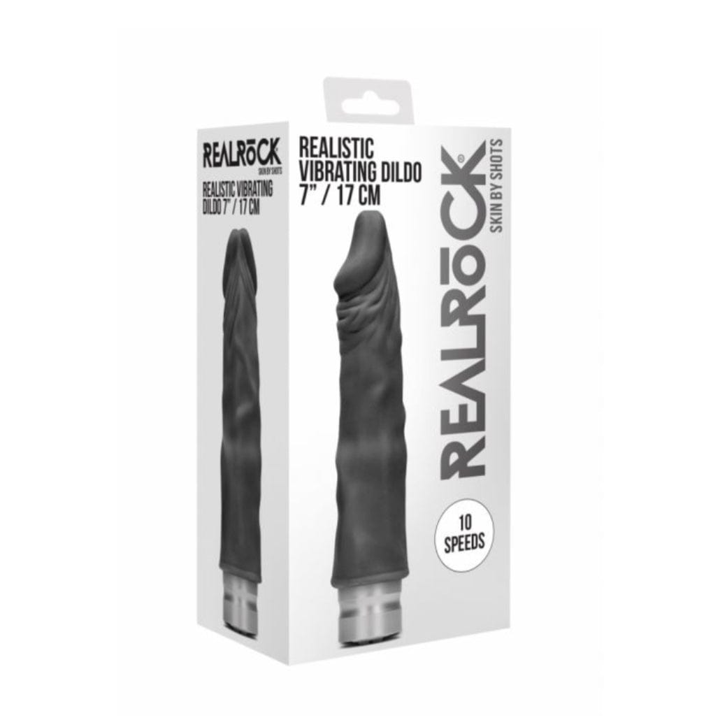 Real Rock REAL ROCK - 7 inch REALISTIC VIBRATING DILDO - BLACK