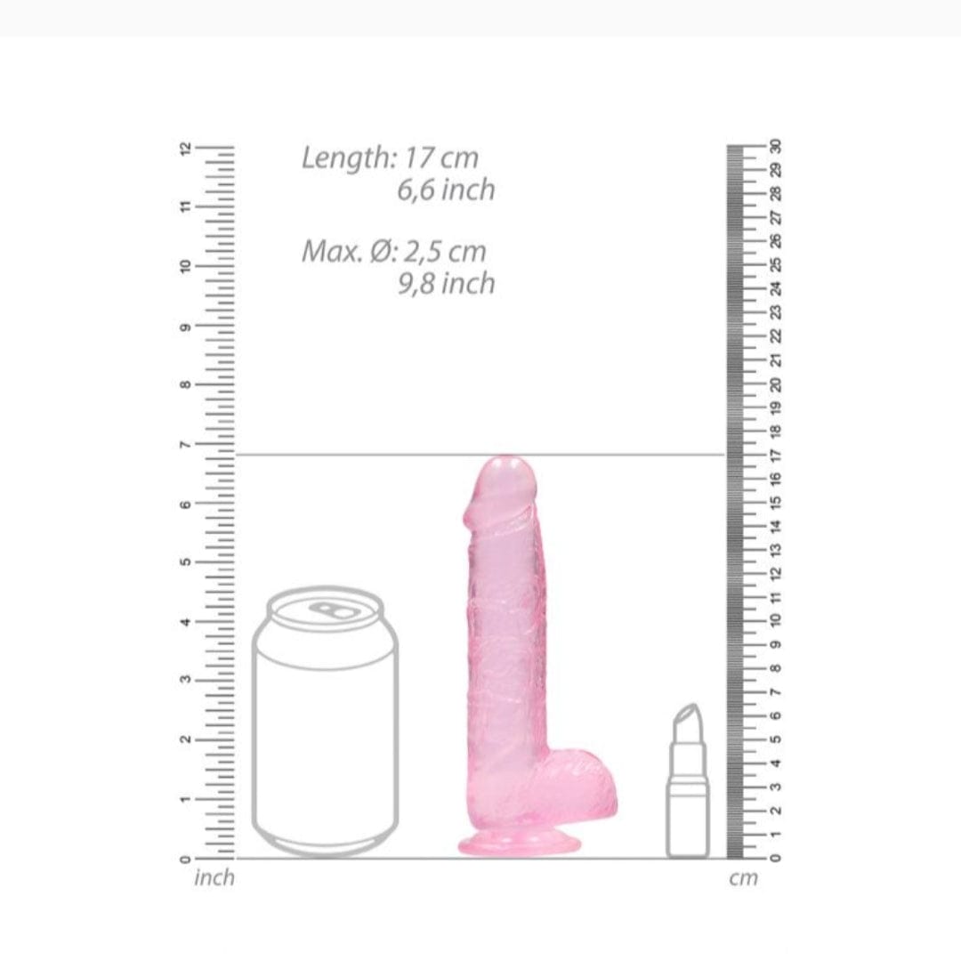 Real Rock Real Rock Crystal Clear 6" Realistic Dildo With Balls (Pink)