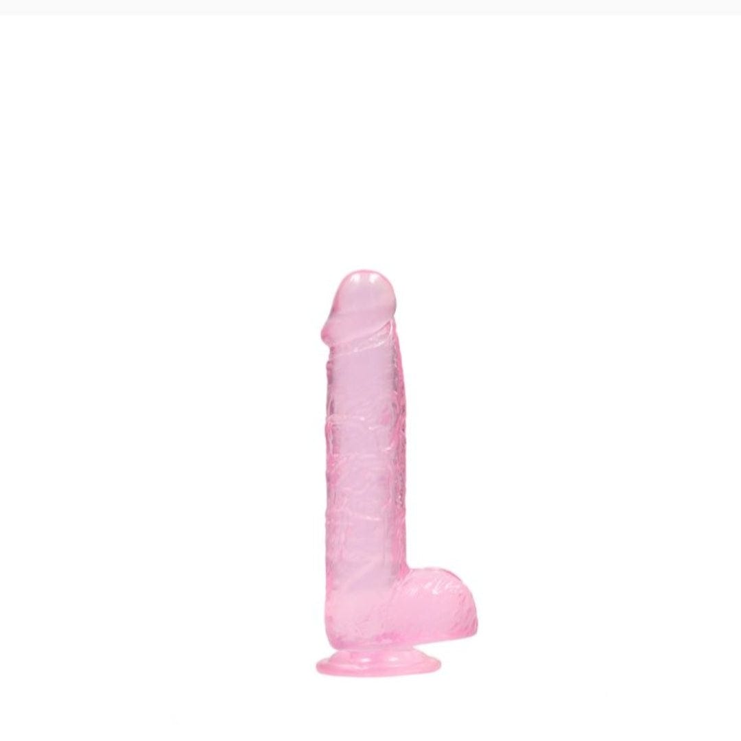 Real Rock Real Rock Crystal Clear 6" Realistic Dildo With Balls (Pink)