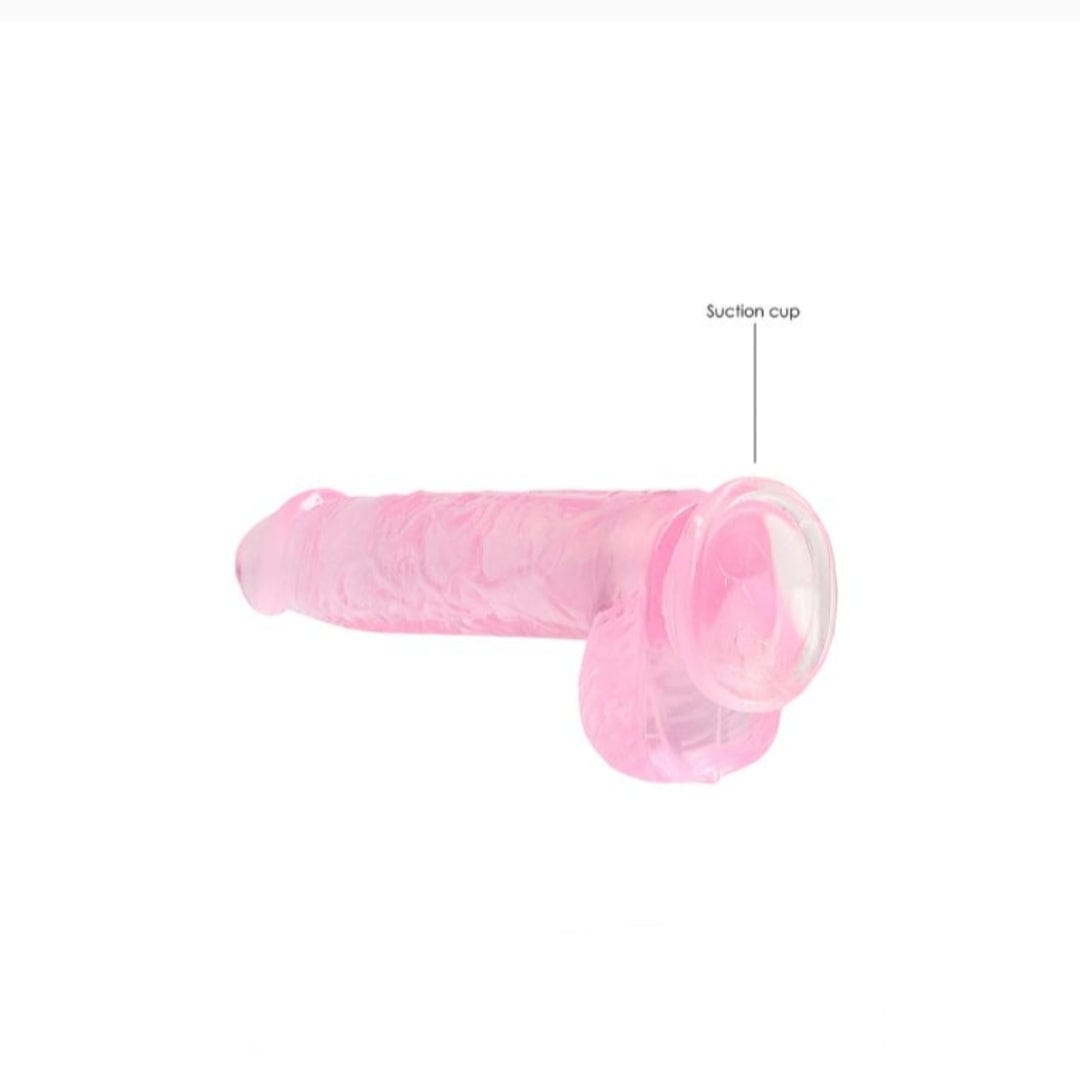 Real Rock Real Rock Crystal Clear 6" Realistic Dildo With Balls (Pink)