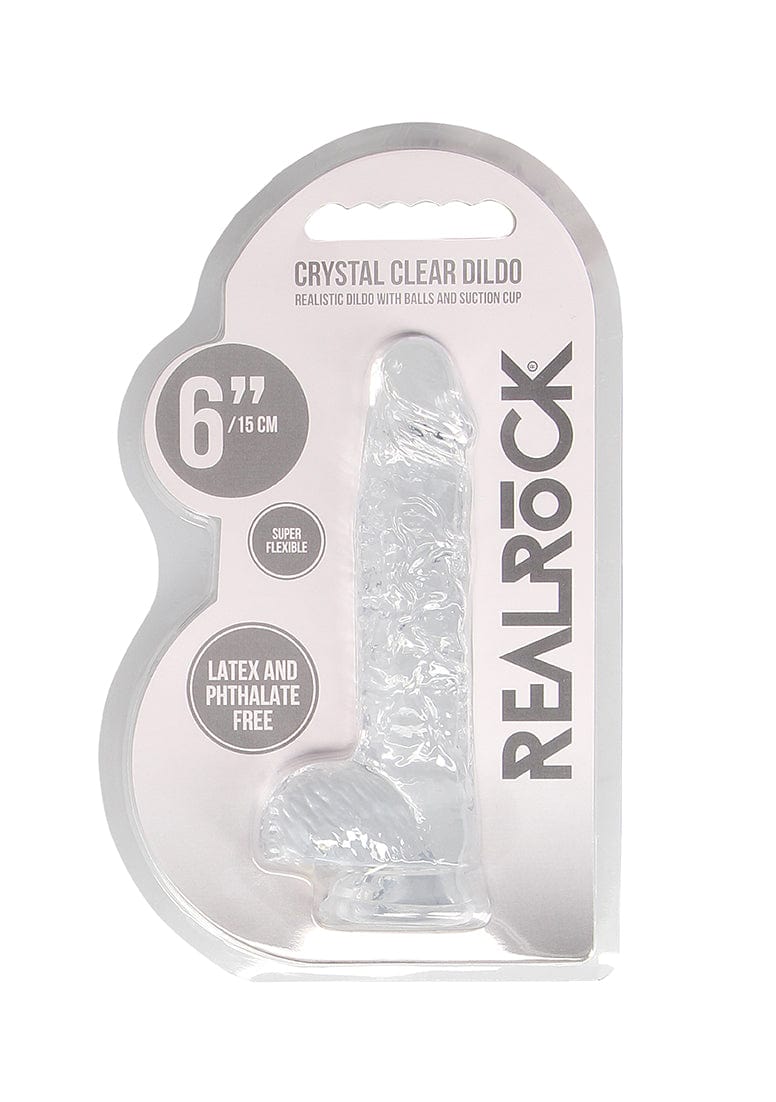 Real Rock Real Rock Crystal Clear 6" Realistic Dildo With Balls (Transparent)