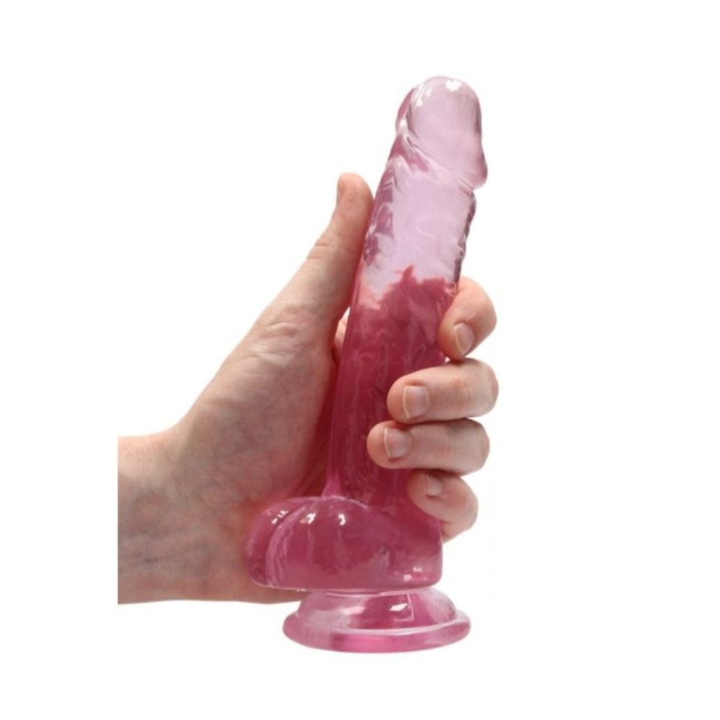 Real Rock Real Rock Crystal Clear 7" Realistic Dildo With Balls (Pink)