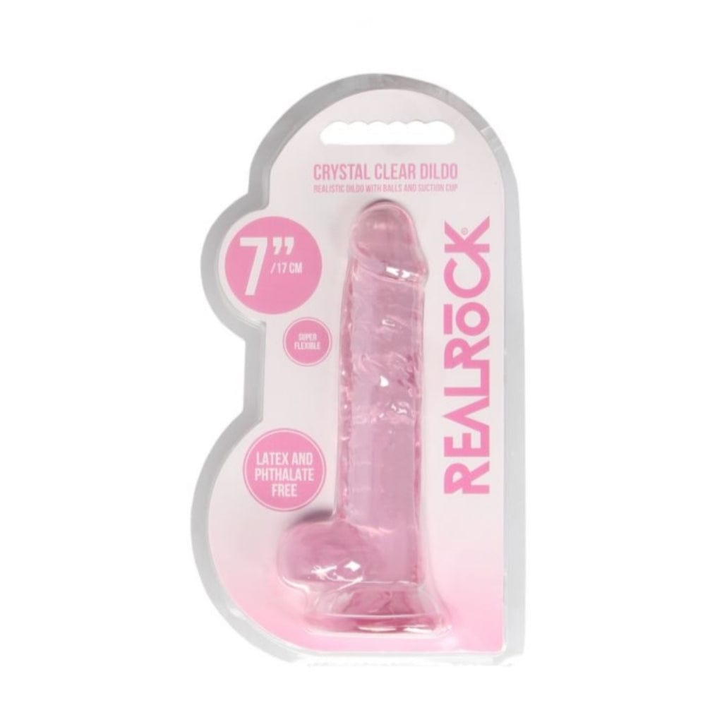Real Rock Real Rock Crystal Clear 7" Realistic Dildo With Balls (Pink)