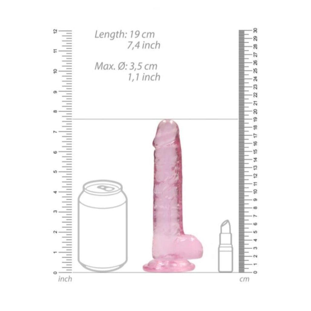 Real Rock Real Rock Crystal Clear 7" Realistic Dildo With Balls (Pink)