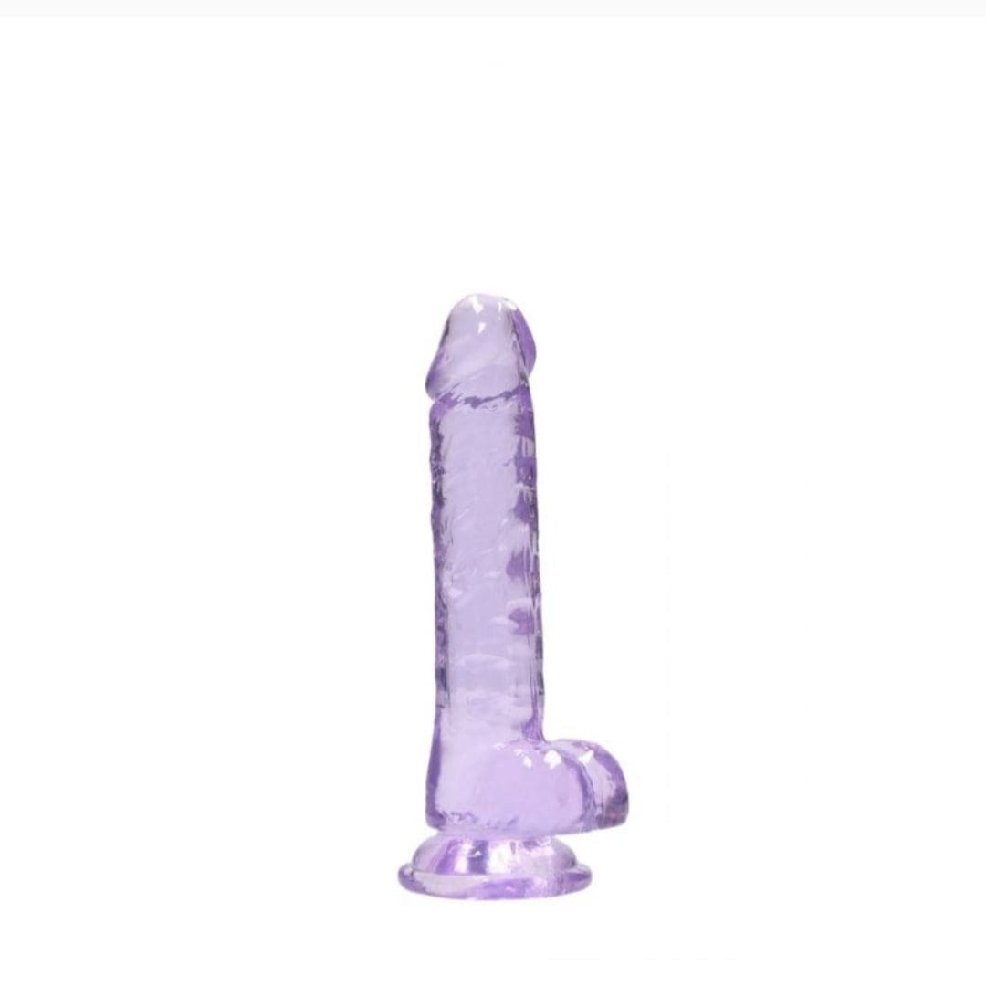 Real Rock Real Rock Crystal Clear 7" Realistic Dildo With Balls (Purple)