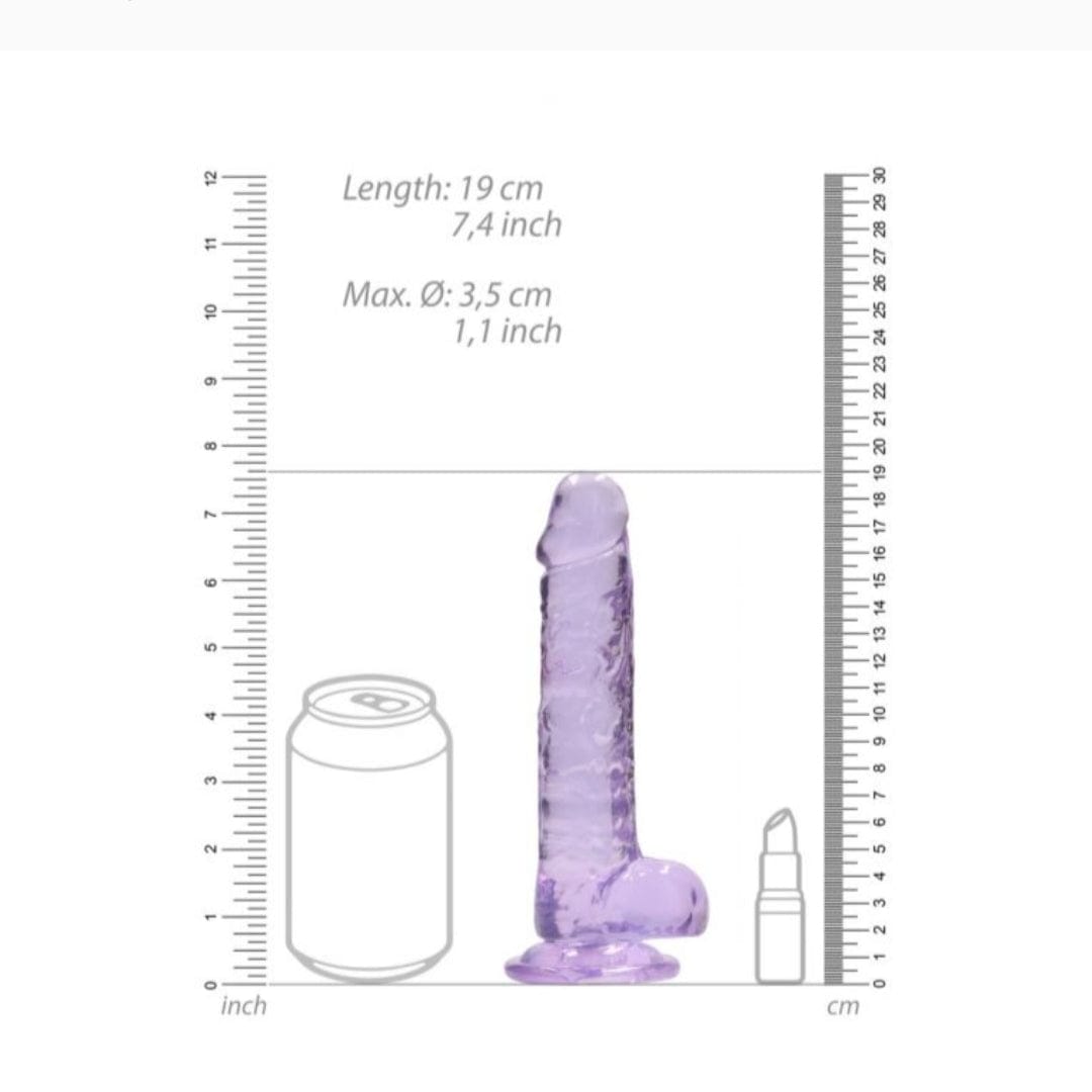 Real Rock Real Rock Crystal Clear 7" Realistic Dildo With Balls (Purple)