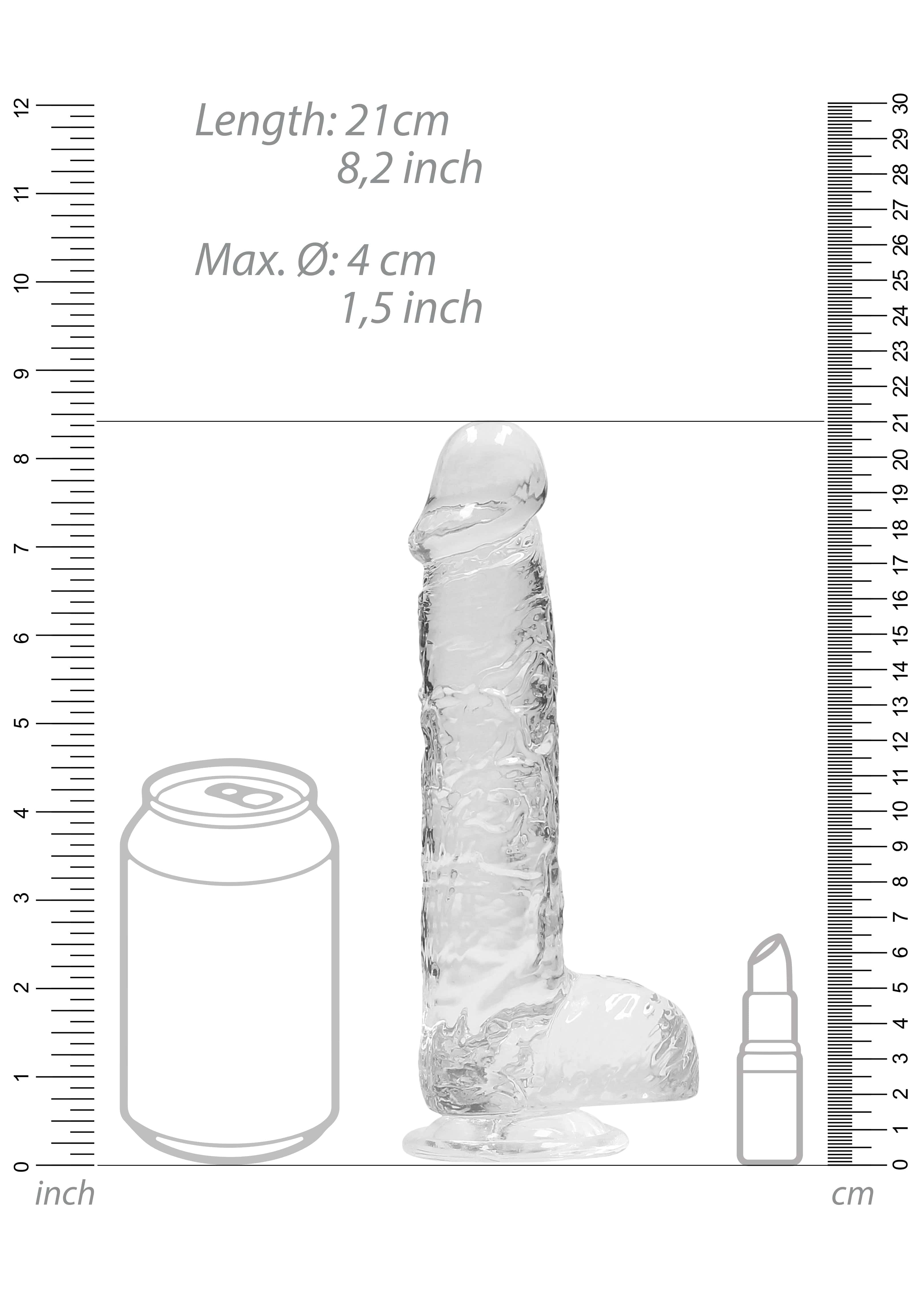 Real Rock Real Rock Crystal Clear 8" Realistic Dildo With Balls (Transparent)