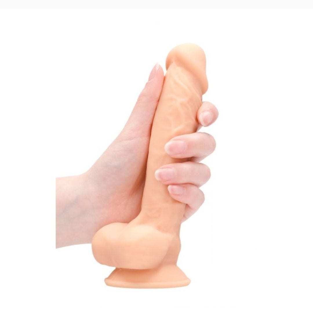 Real Rock Real Rock Silicone Dildo With Balls 7" (Flesh)