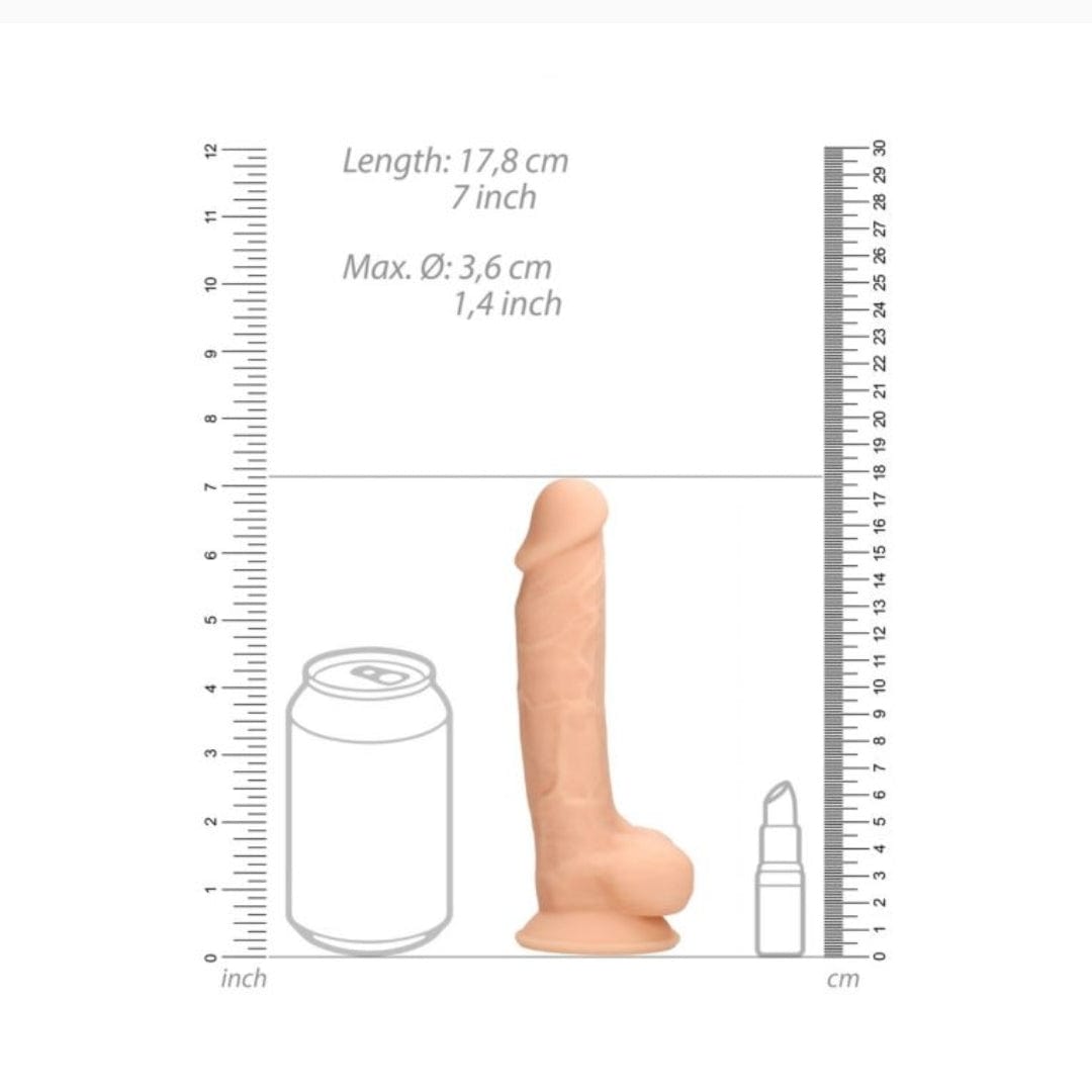 Real Rock Real Rock Silicone Dildo With Balls 7" (Flesh)