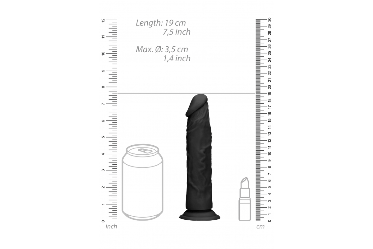 Real Rock - Realistic Dildo with Suction Cup Base | Black 7 inches Real Rock - For Me To Love