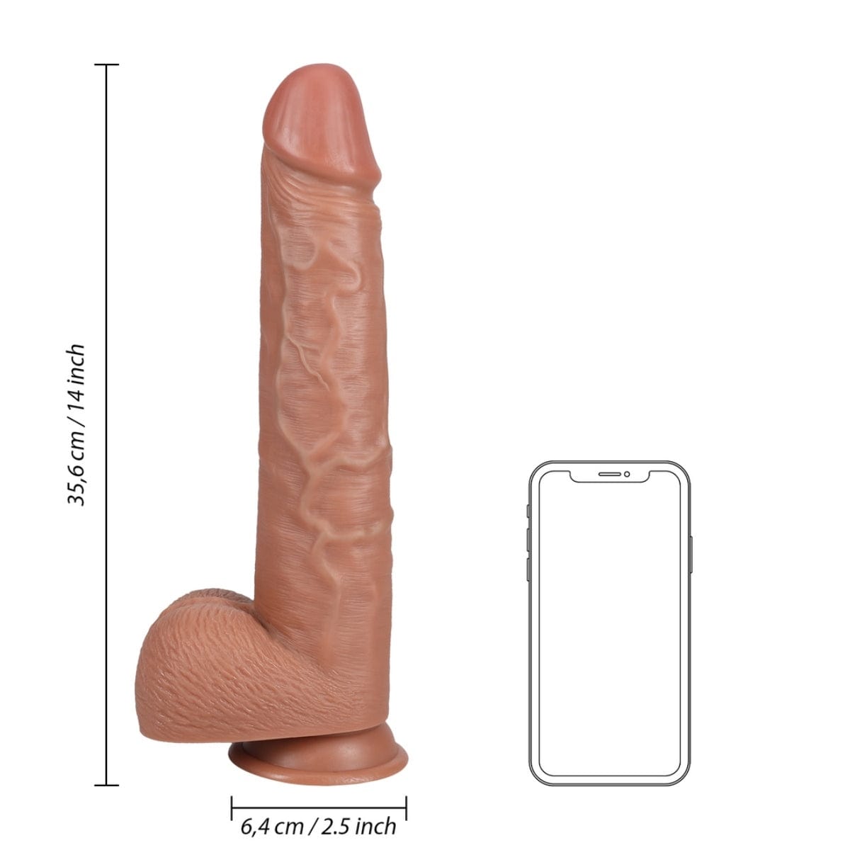 RealRock - Extra Long Tanned Dildo With Balls And Suction Cup Base | 14 inches Real Rock - For Me To Love