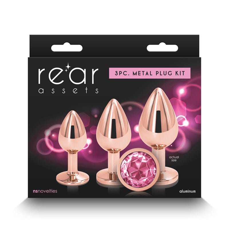 Rear Assets - 3 Piece Rose Gold Trainer Kit with Pink Jewel Butt Plugs Rear Assets - For Me To Love
