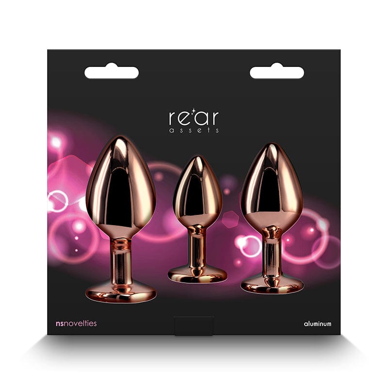Rear Assets - 3 Piece Rose Gold Trainer Kit with Pink Jewel Butt Plugs Rear Assets - For Me To Love