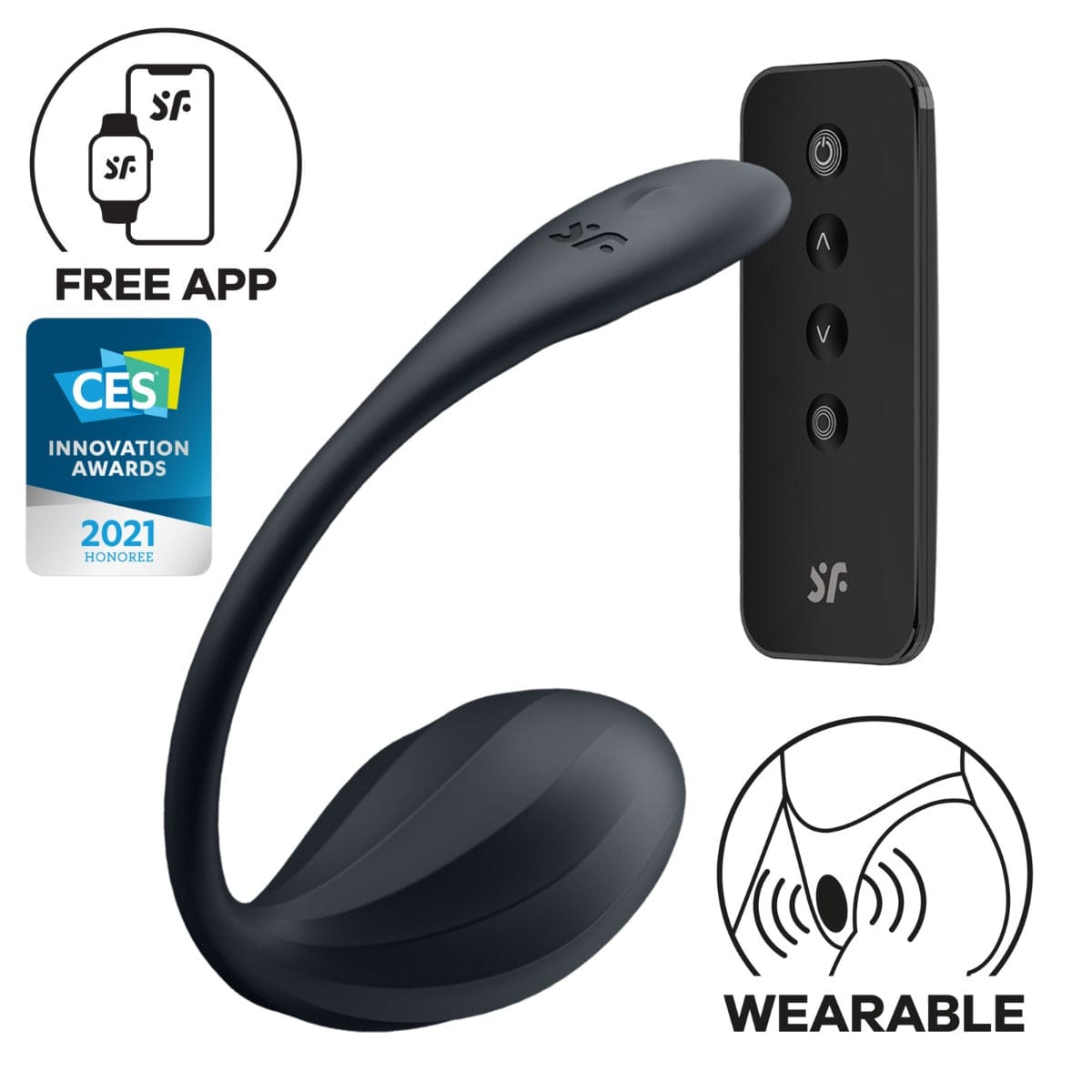 Satisfyer - Black Ribbed Petal Connect with Remote | Wearable Panty Vibe Satisfyer - For Me To Love