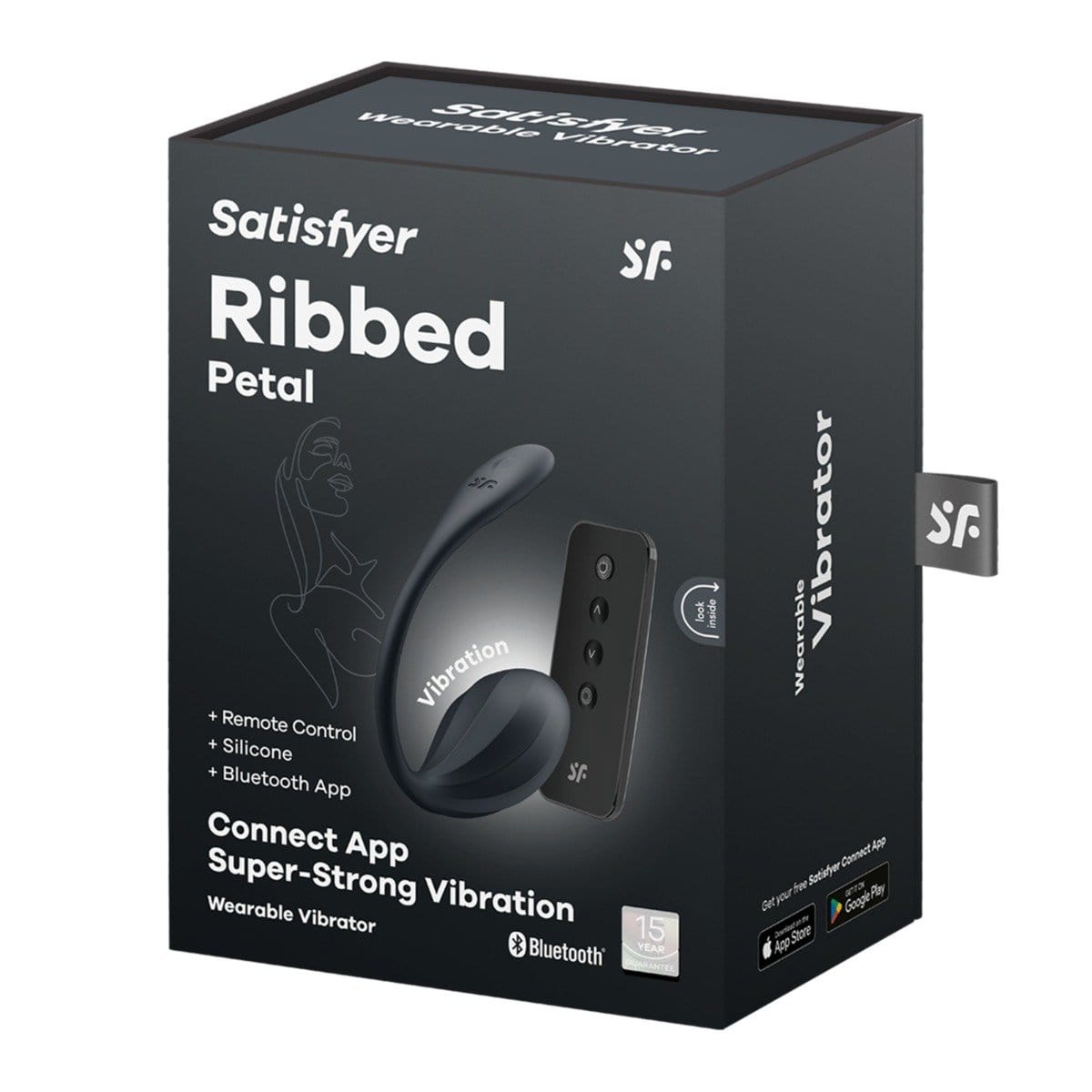 Satisfyer - Black Ribbed Petal Connect with Remote | Wearable Panty Vibe Satisfyer - For Me To Love
