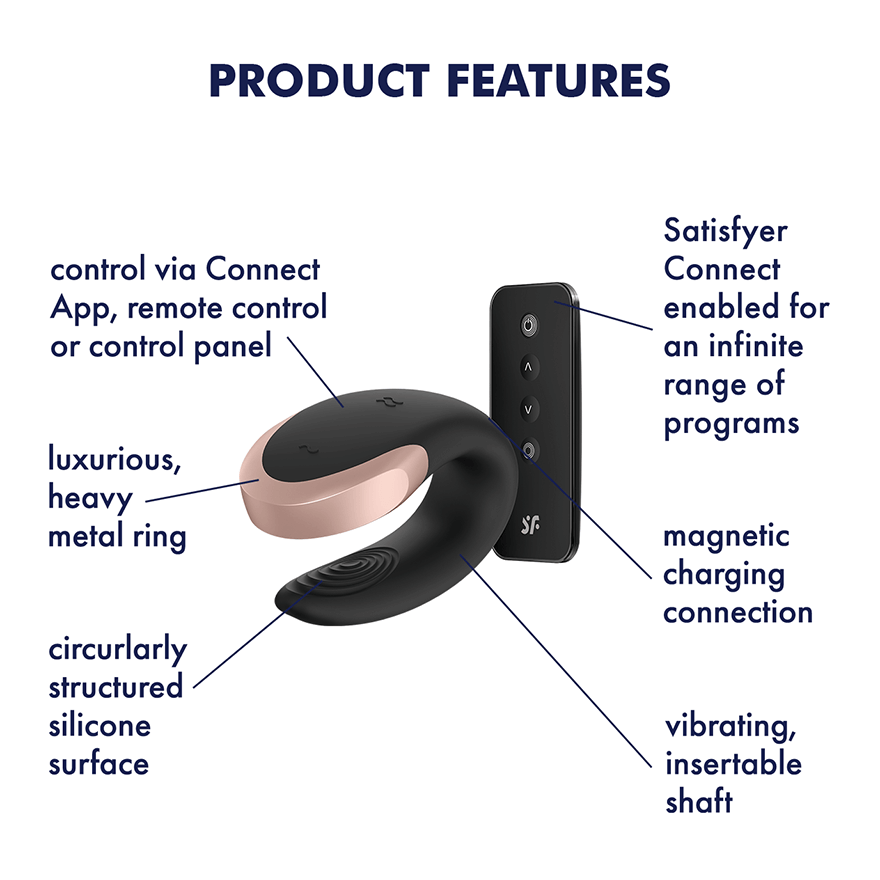 Satisfyer - Double Love Partner Vibrator With Remote Control | USB Rechargeable Satisfyer - For Me To Love