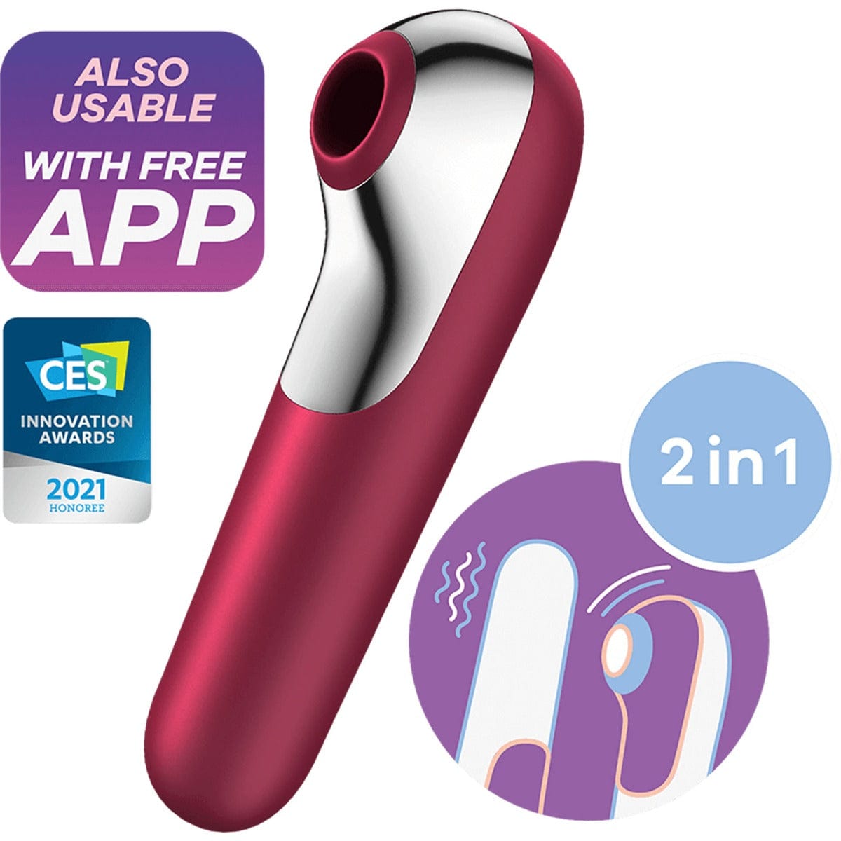 Satisfyer Dual Love Suction Vibrator With Bluetooth And App - Pink Satisfyer - For Me To Love