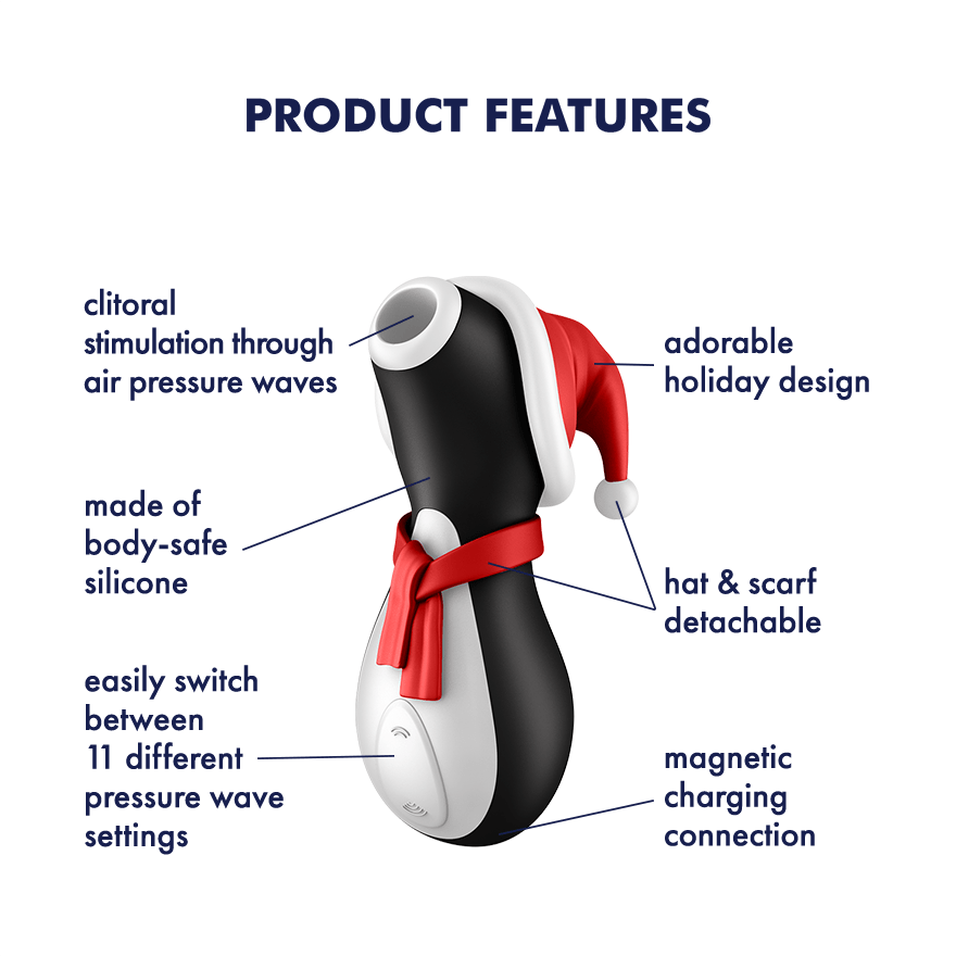 Satisfyer - Holiday Edition Penguin Clitoral Air Pulse Vibrator - USB Rechargeable Satisfyer - For Me To Love