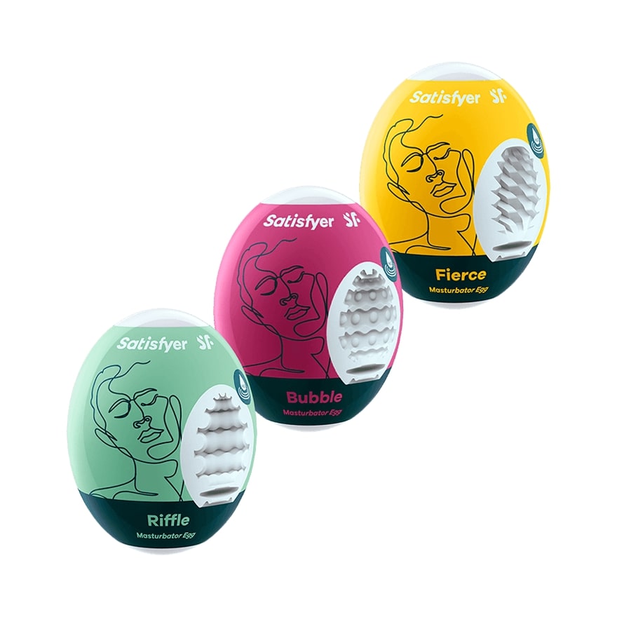 Satisfyer Male Masturbator Egg's - Set of 3 - Riffle, Bubble, Fierce Satisfyer - For Me To Love