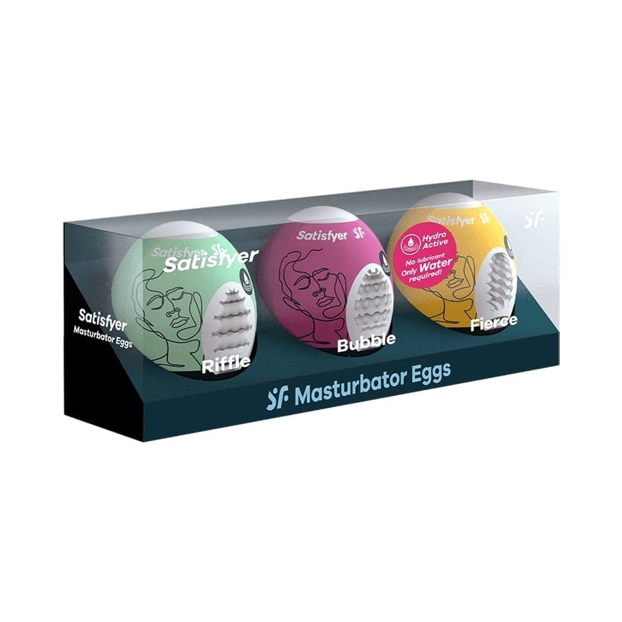 Satisfyer Male Masturbator Egg's - Set of 3 - Riffle, Bubble, Fierce Satisfyer - For Me To Love
