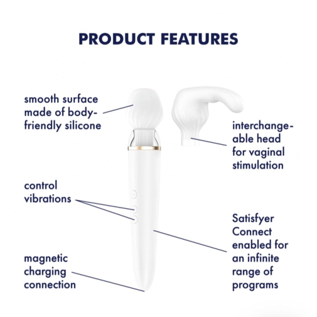 Satisfyer SATISFYER DOUBLE WAND-ER WHITE INCL. BLUETOOTH AND APP
