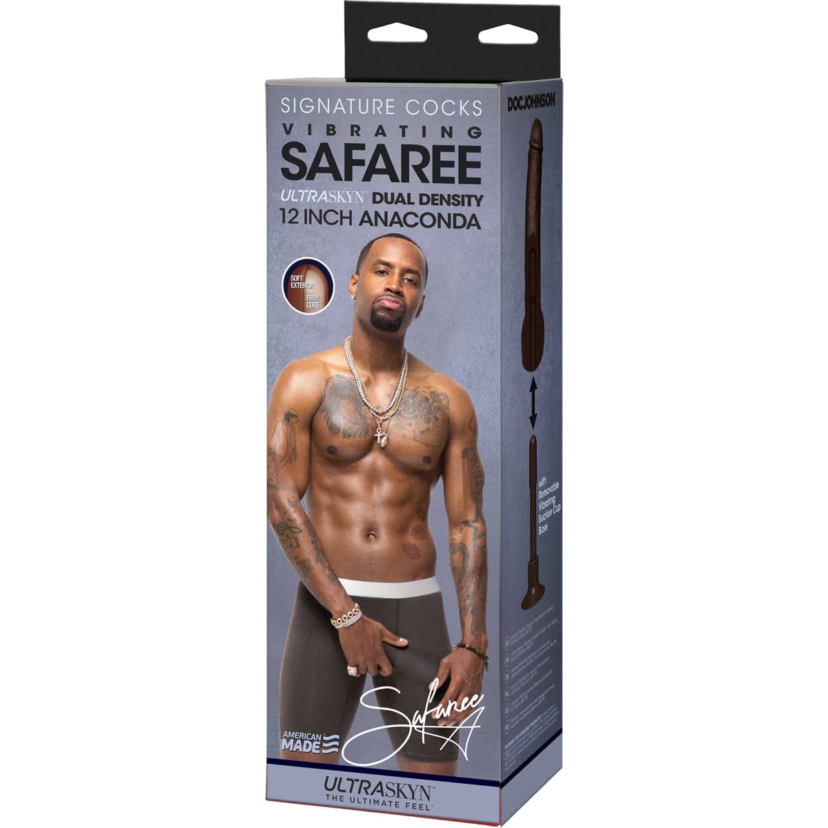 Signature Cocks - Safaree Samuels Anaconda Vibrating Ultraskyn Dildo with Suction Base | 12 inches Doc Johnson - For Me To Love