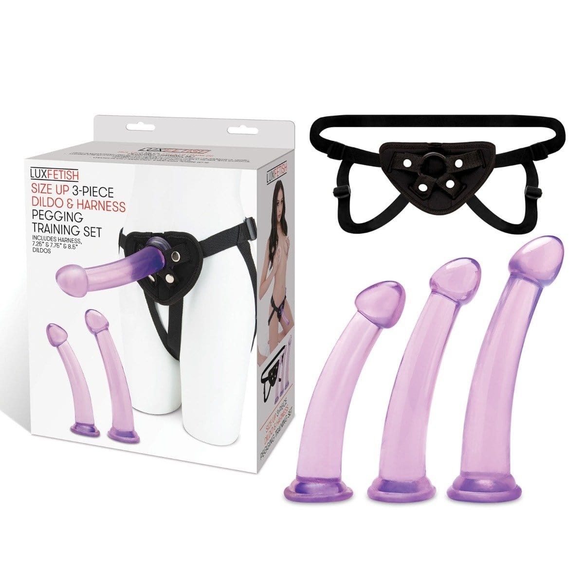 Size Up 4-Piece Dildo and Harness Pegging Training Set Lux Fetish - For Me To Love