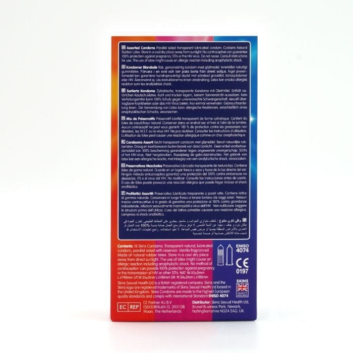 Skins - Assorted Condom | 16 Pack - Natural - Dots & Ribs - Ultra Thin Skins - For Me To Love