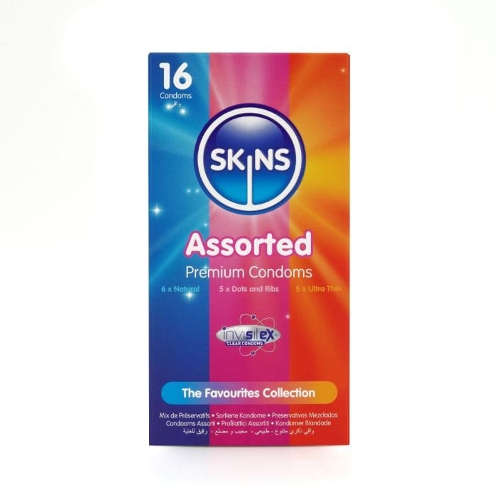 Skins - Assorted Condom | 16 Pack - Natural - Dots & Ribs - Ultra Thin Skins - For Me To Love