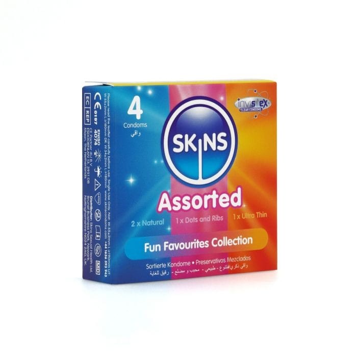Skins - Assorted Condom | 4 Pack - Natural - Dots & Ribs - Ultra Thin Skins - For Me To Love