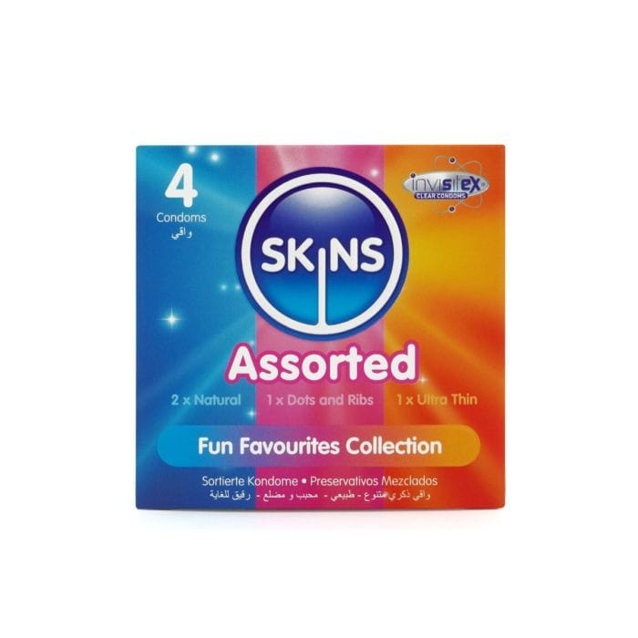 Skins - Assorted Condom | 4 Pack - Natural - Dots & Ribs - Ultra Thin Skins - For Me To Love