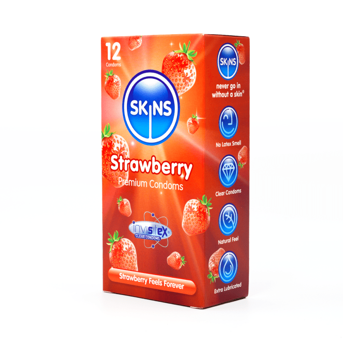Skins - Strawberry Flavoured Condoms | 12 Pack Skins - For Me To Love