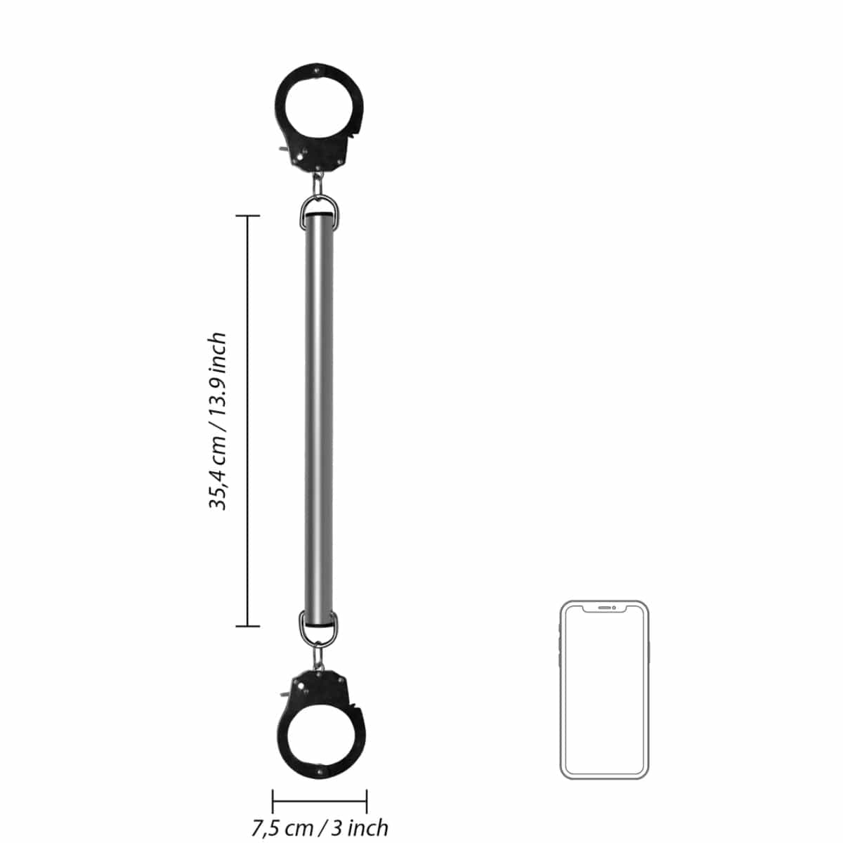 Spreader Bar with Hand or Ankle Cuffs Silver Ouch Xtreme - For Me To Love