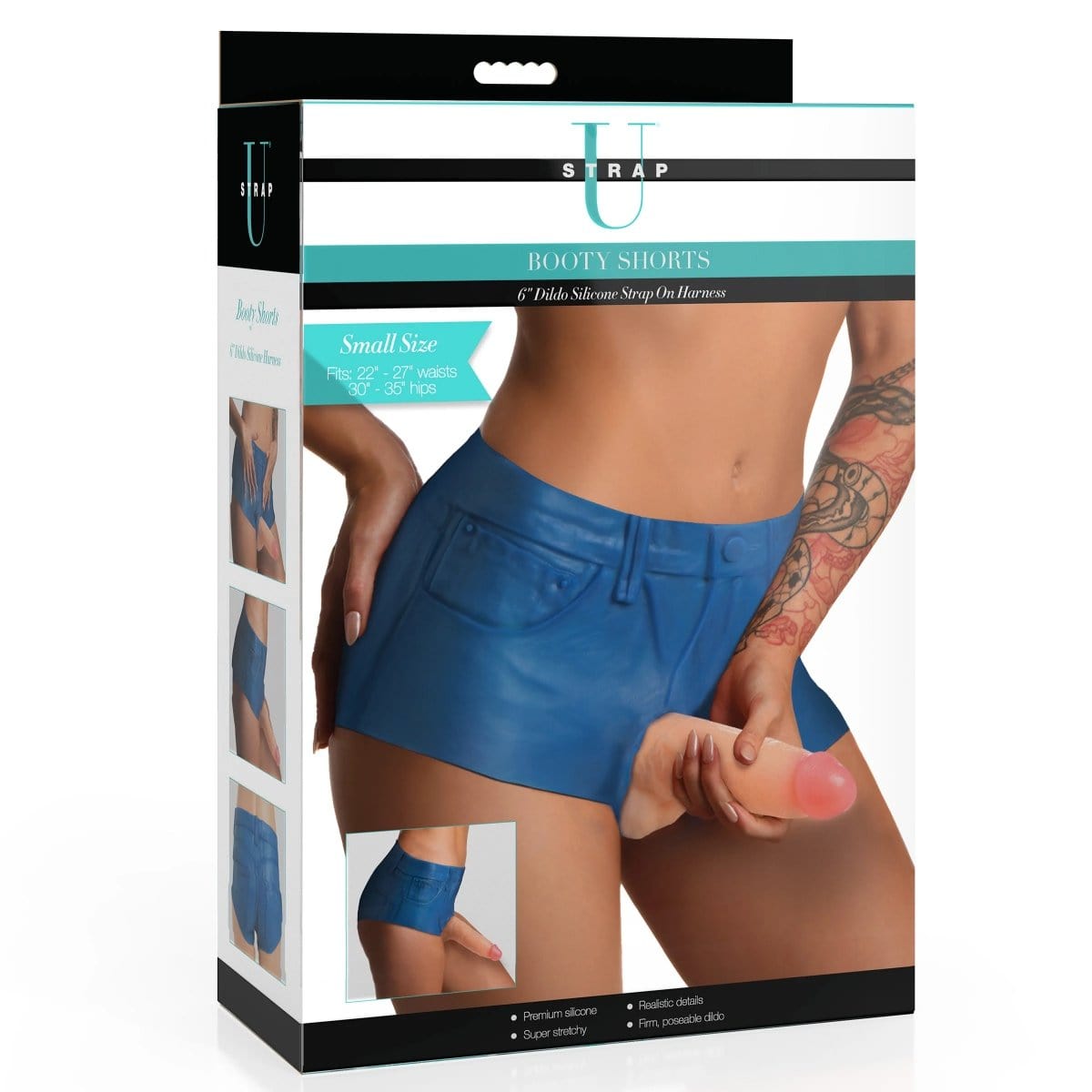 Strap U - Silicone Strap On Harness Booty Shorts with 6 inch Dildo | Small/Medium/Large Small Strap U - For Me To Love