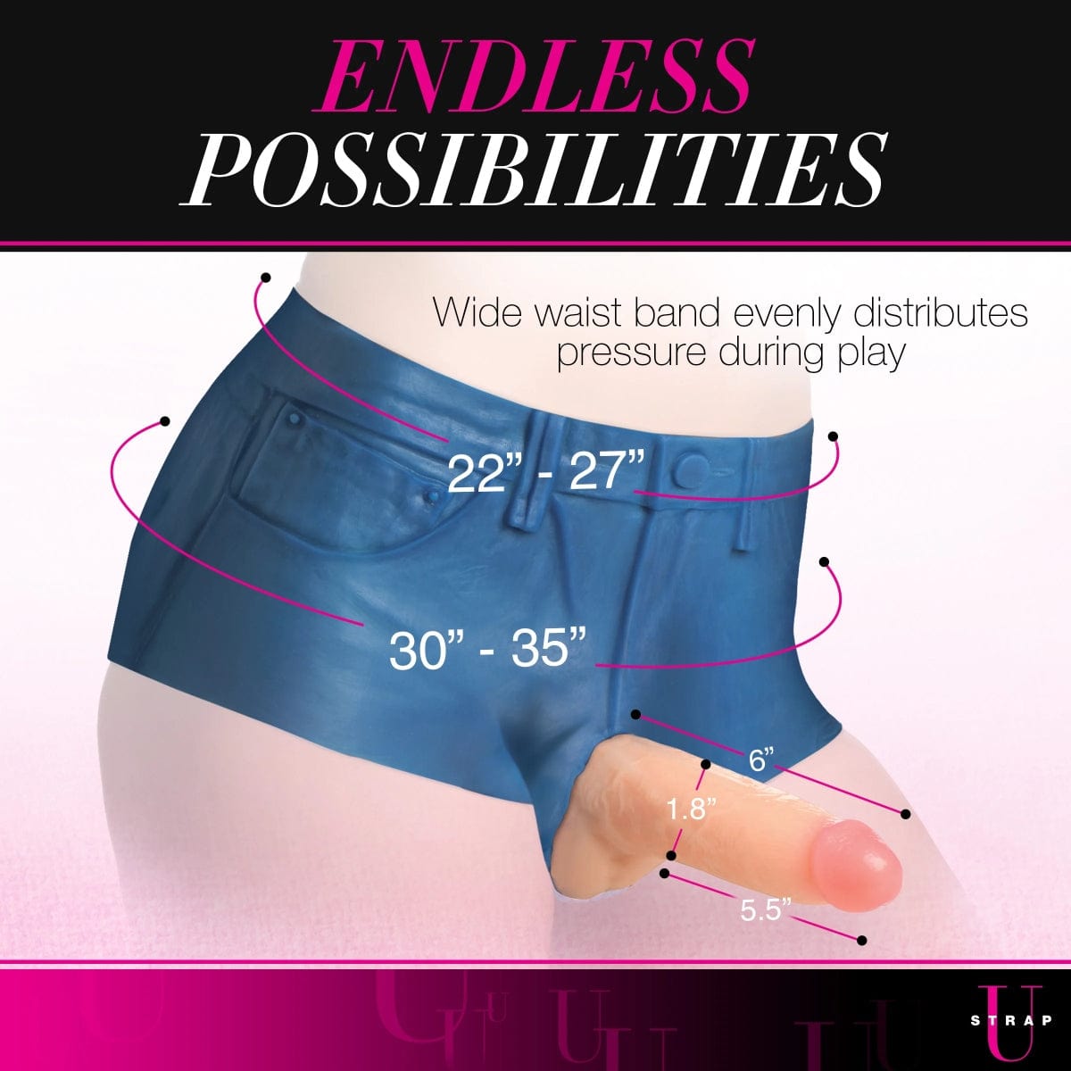 Strap U - Silicone Strap On Harness Booty Shorts with 6 inch Dildo | Small/Medium/Large Strap U - For Me To Love