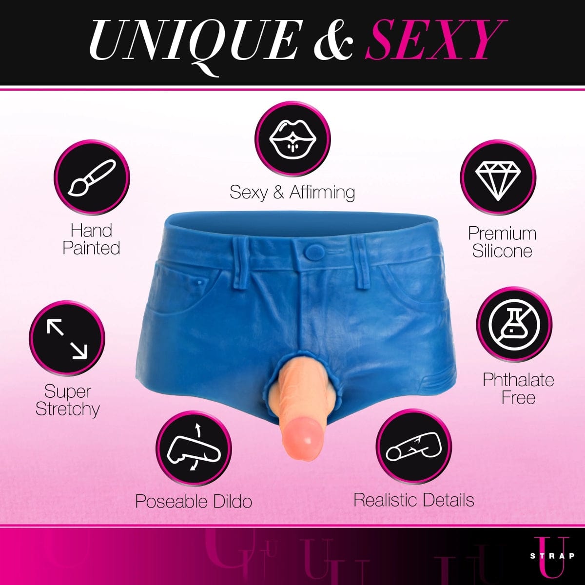 Strap U - Silicone Strap On Harness Booty Shorts with 6 inch Dildo | Small/Medium/Large Strap U - For Me To Love
