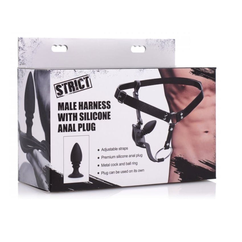 Strict - Male Cock Ring Harness with Silicone Anal Butt Plug Strict - For Me To Love