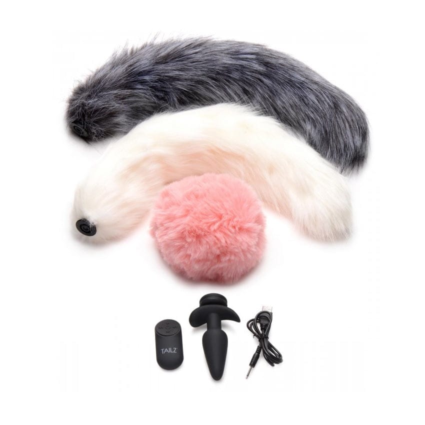 Tailz - Vibrating Silicone Anal Butt Plug & 3 Interchangeable Snap-on Tails With Remote Control Tailz - For Me To Love