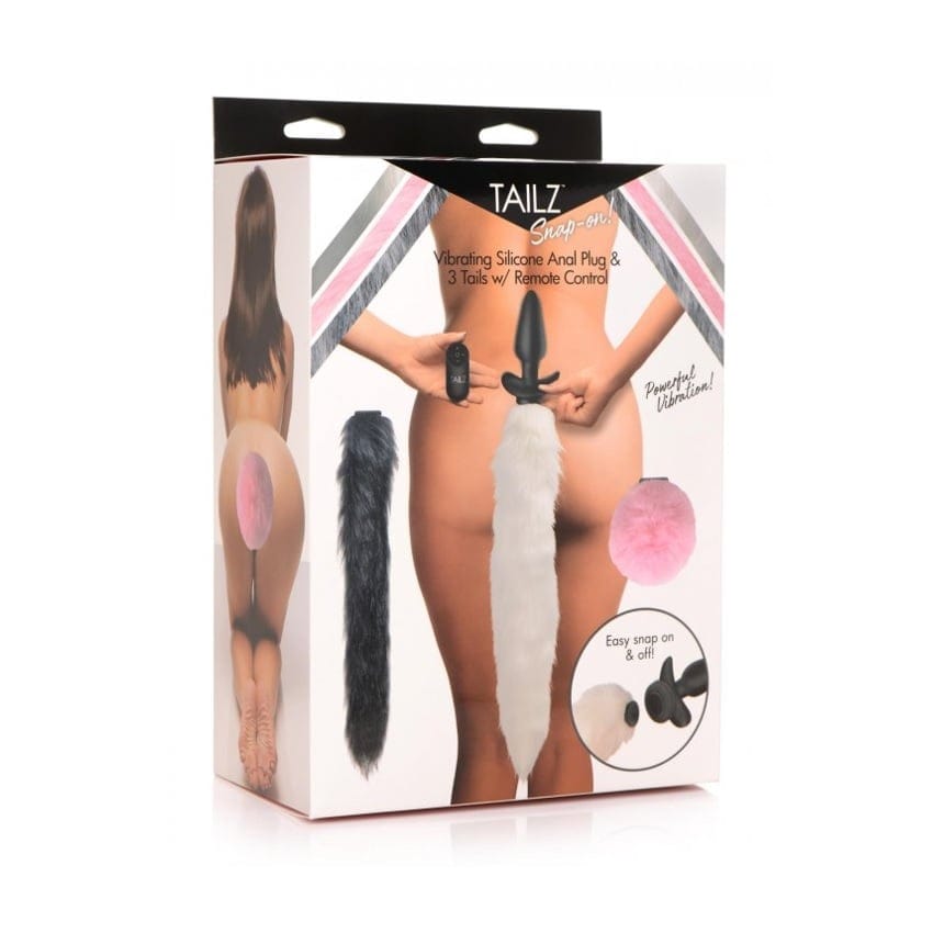 Tailz - Vibrating Silicone Anal Butt Plug & 3 Interchangeable Snap-on Tails With Remote Control Tailz - For Me To Love