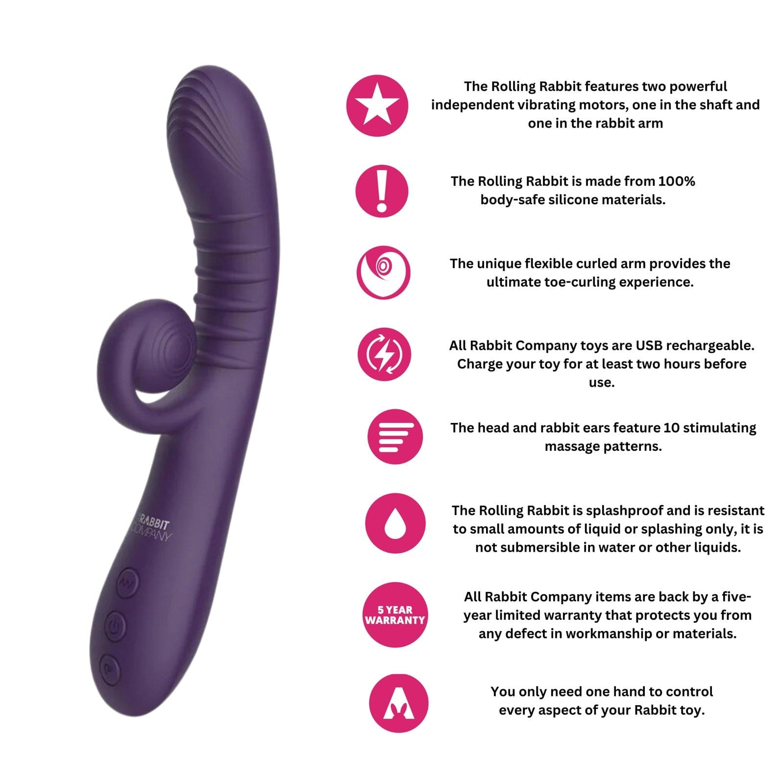 The Rabbit Company - Rolling Rabbit G-Spot & Clitoral Multi-Speed Vibrator | Purple The Rabbit Company - For Me To Love