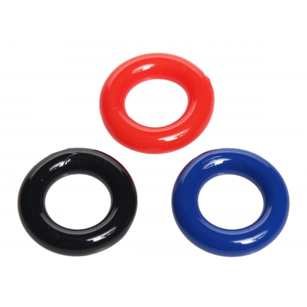 Trinity For Men Stretchy Cock Ring 3 Pack Red Black Blue Trinity for Men - For Me To Love