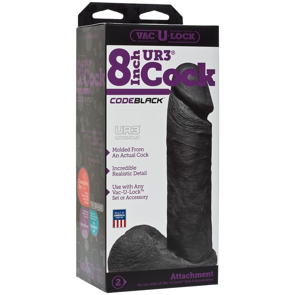 Vac-U-Lock Codeblack Cock Black 8 inch Doc Johnson - For Me To Love