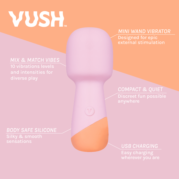 Vush - Peachy Mini Wand Massager | Intense Mini Pleasure vush - For Me To Love
