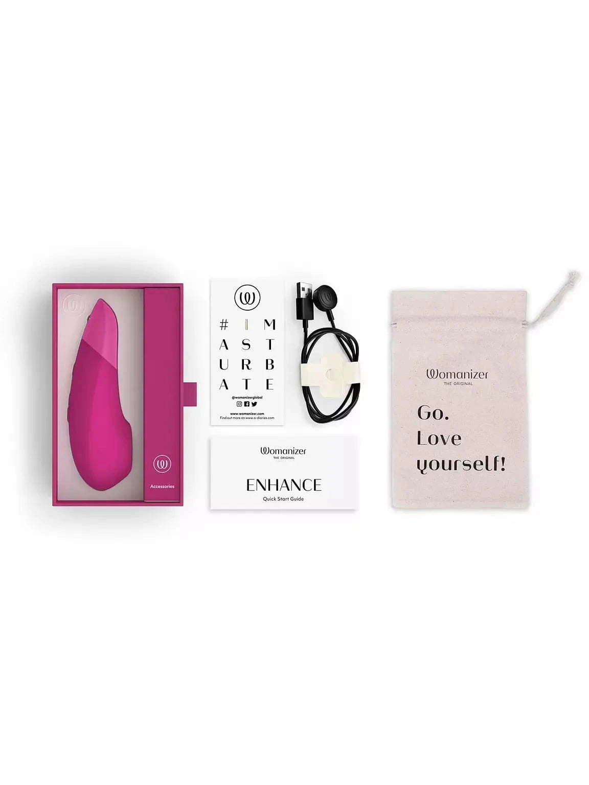 Womanizer - Enhance Clitoral Vibrator with Air Pulse Technology | Vibrant Pink Womanizer - For Me To Love