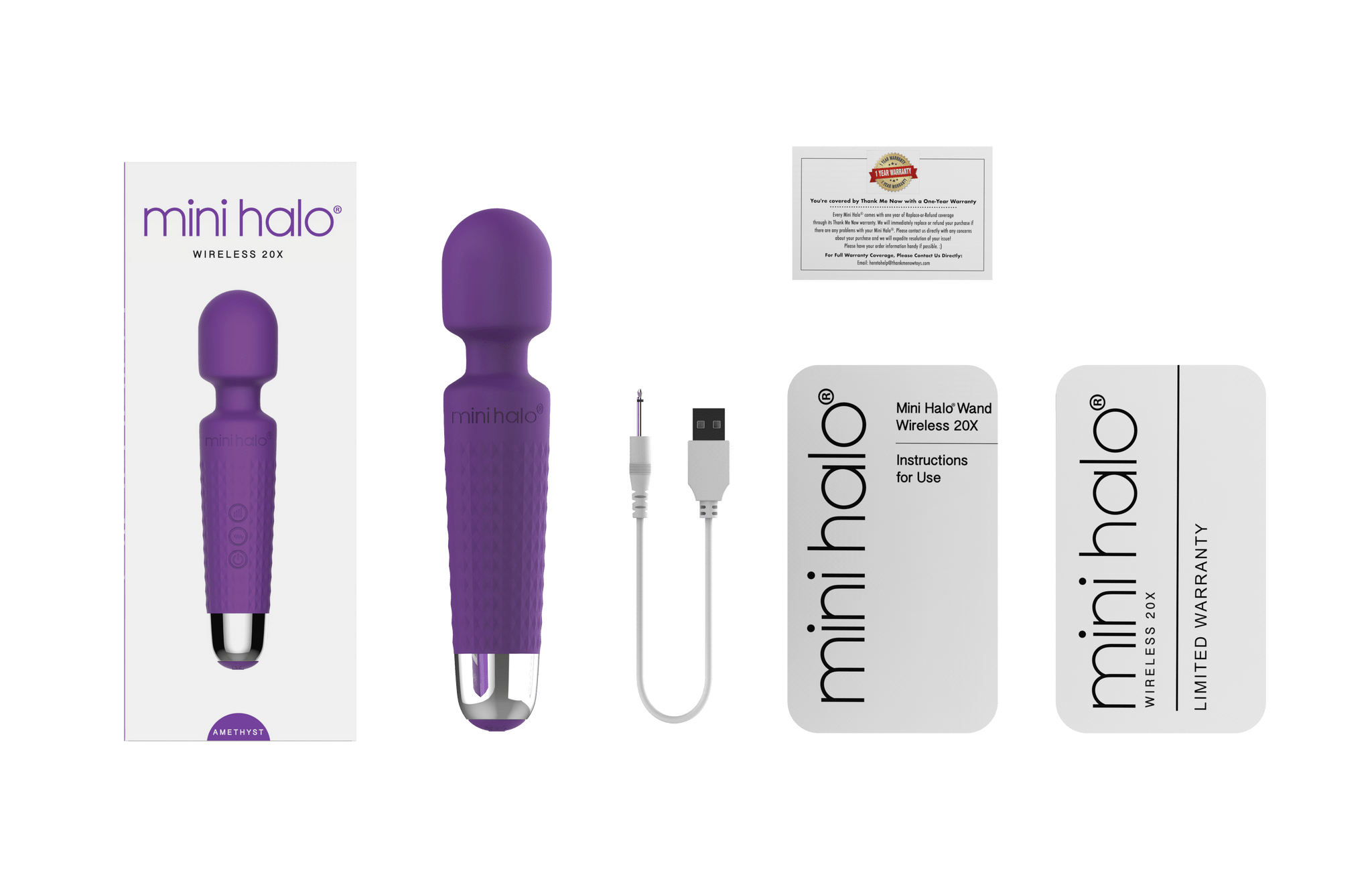 Award Winning Mini Halo - Wireless Massage Wand - Amethyst Mini Halo - For Me To Love