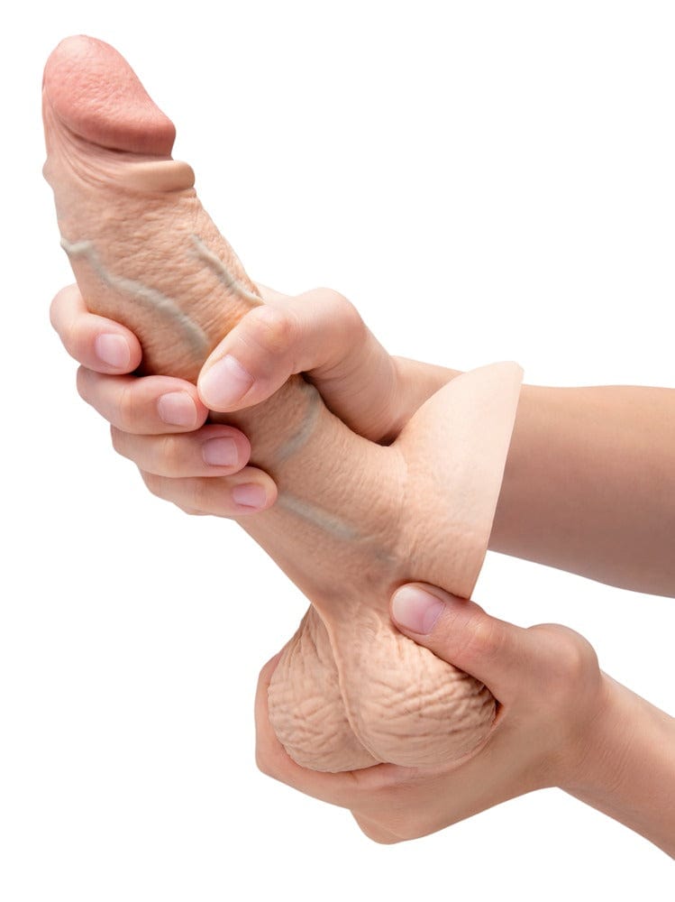 B-Vibe - Very Realistic Girthy Slipskin Silicone Dildo with Balls and Suction Base | 7 inches B-Vibe - For Me To Love