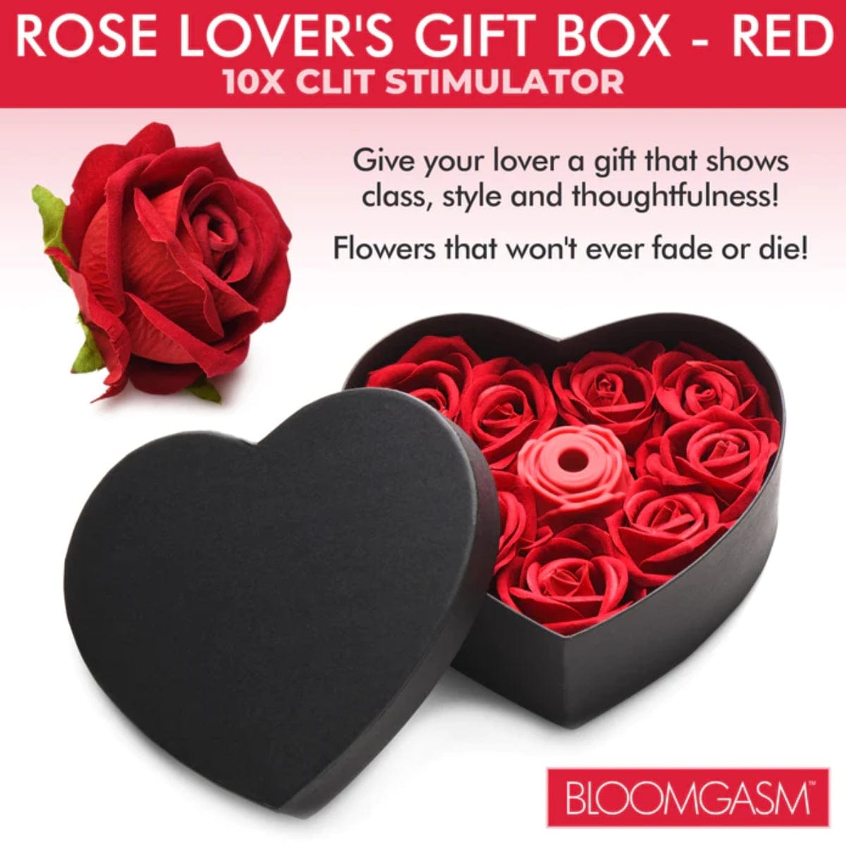 Bloomgasm - The Rose Lover's Gift Box | 1 Red Rose Clitoral Suction Vibe Bloomgasm - For Me To Love