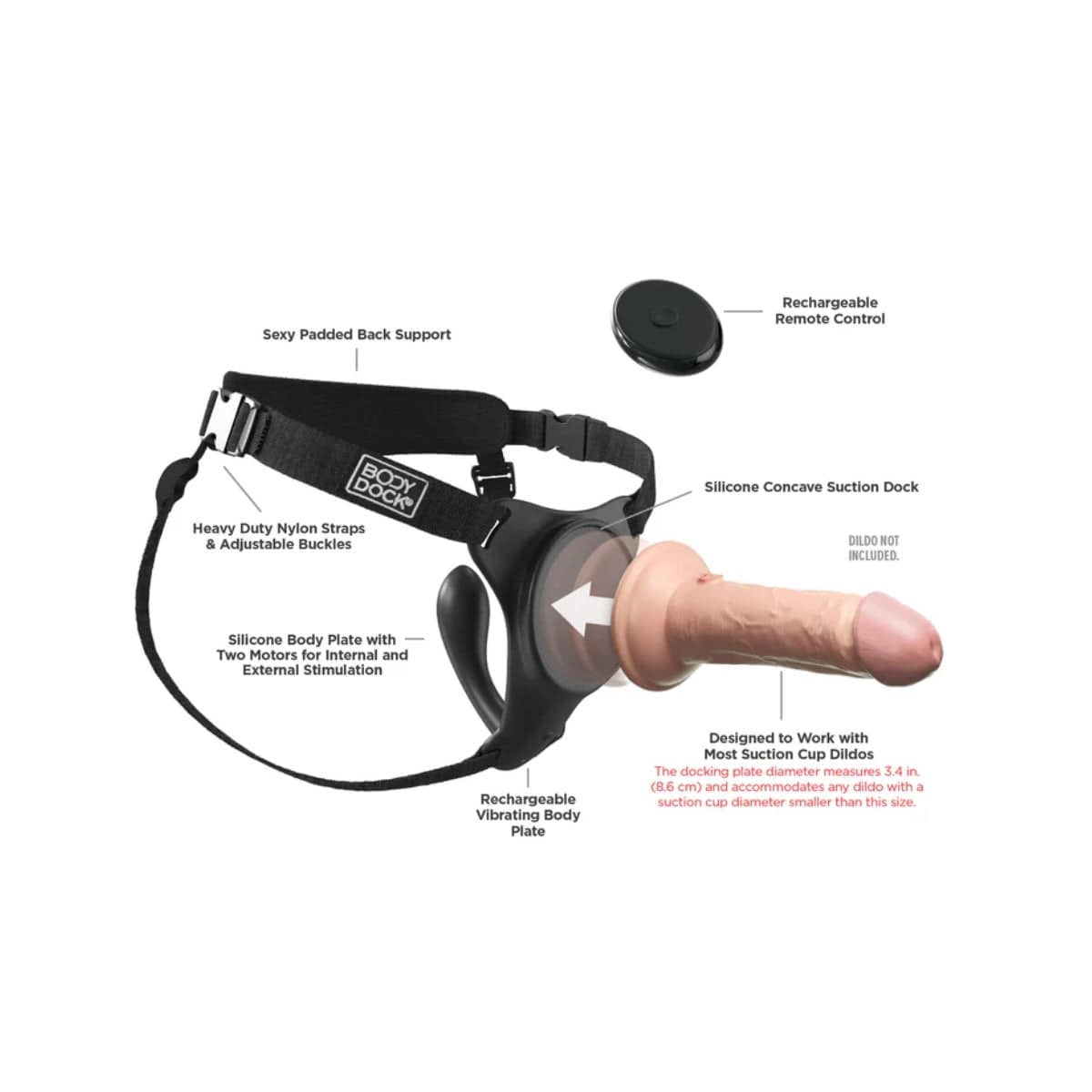 Body Dock - G-Spot Pro Vibrating Strap-on Harness | Rechargeable Body Dock - For Me To Love